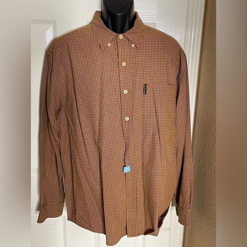 Vintage Abercrombie &Fitch Orange Check L shirt - Picture 5 of 9